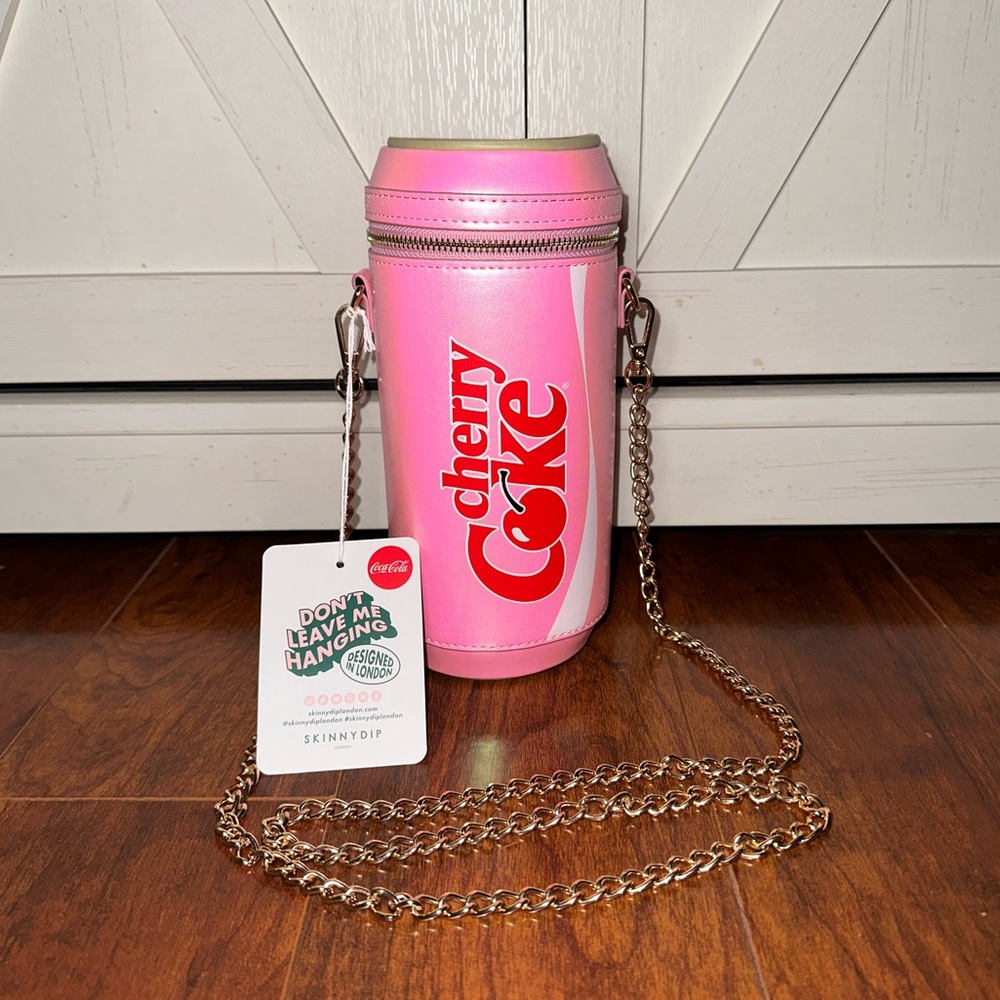Skinnydip Pink Cherry Coke Can Crossbody Bag